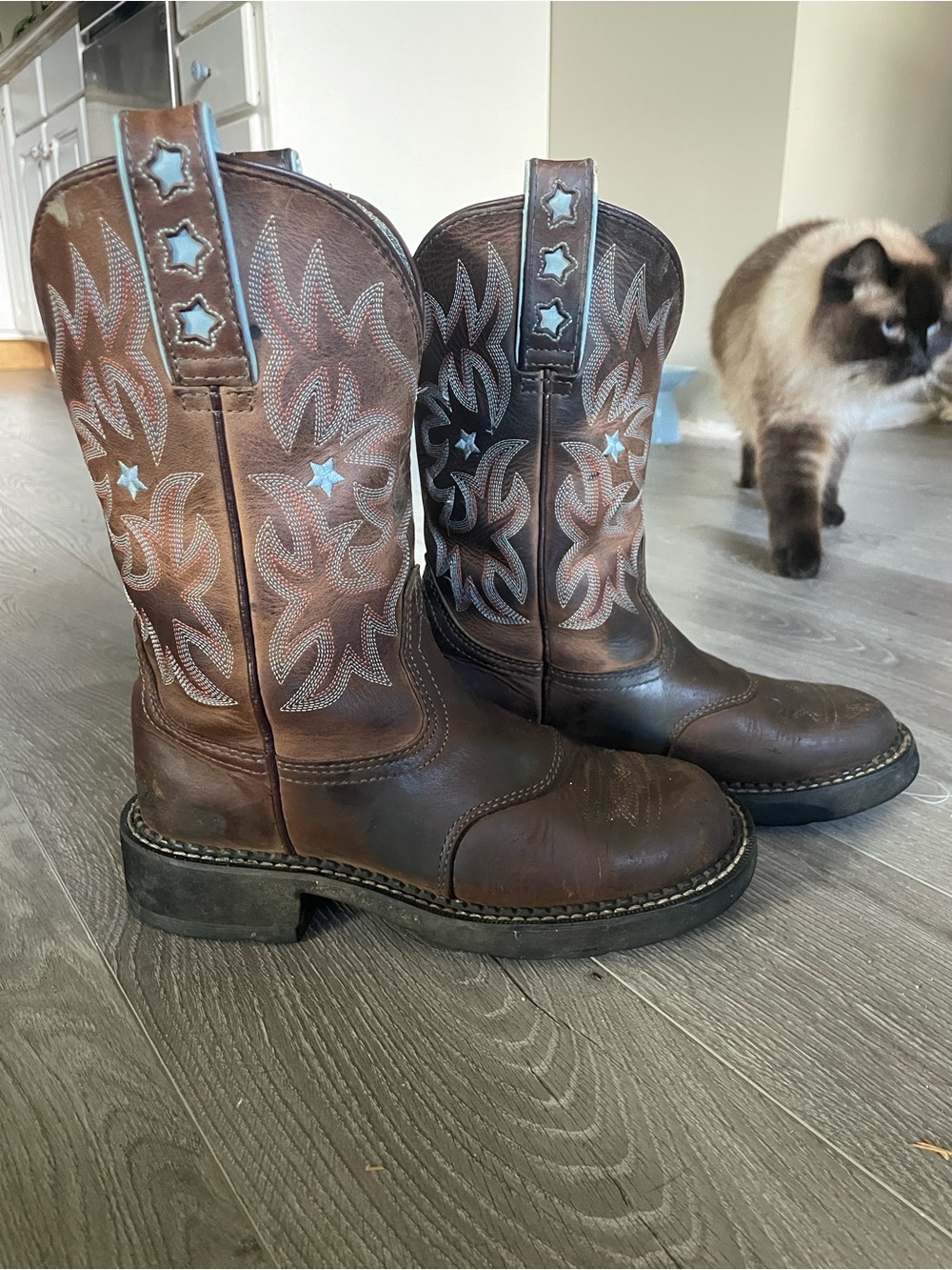 Ariat Brown Leather Western Heeled Boots